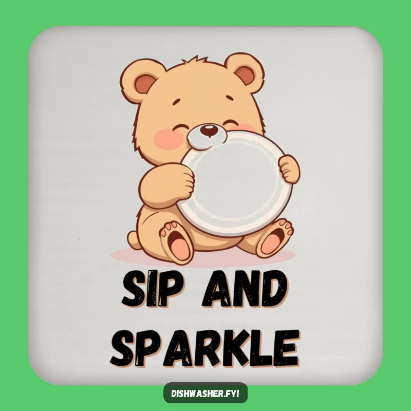 Funny Polishing Bear Coasters: Protect Surfaces with Gleaming Humor