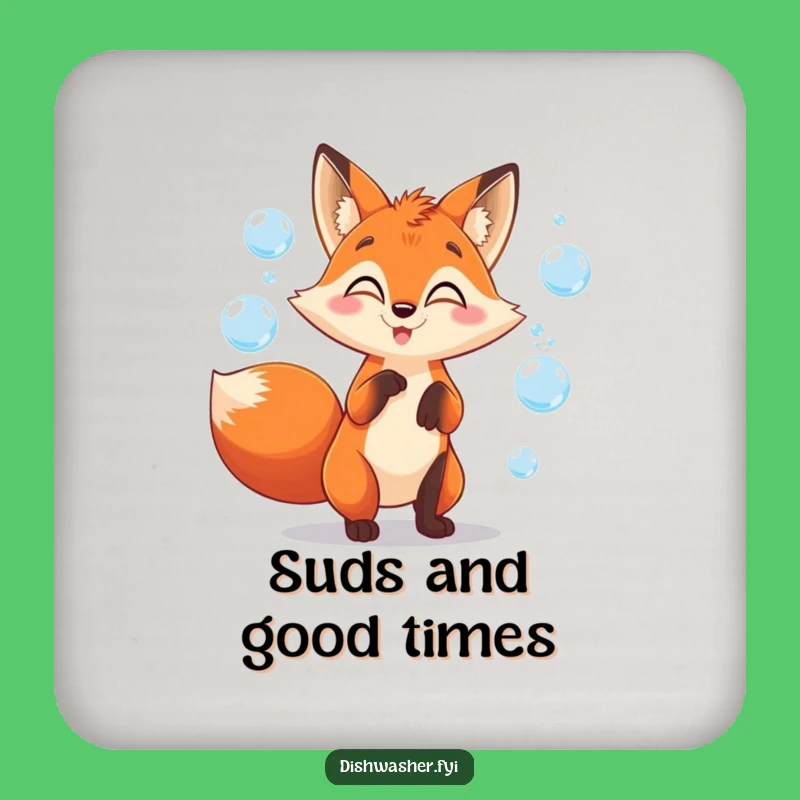 Funny Fox Juggling Bubbles Coasters: Protect Surfaces with Playful Charm!
