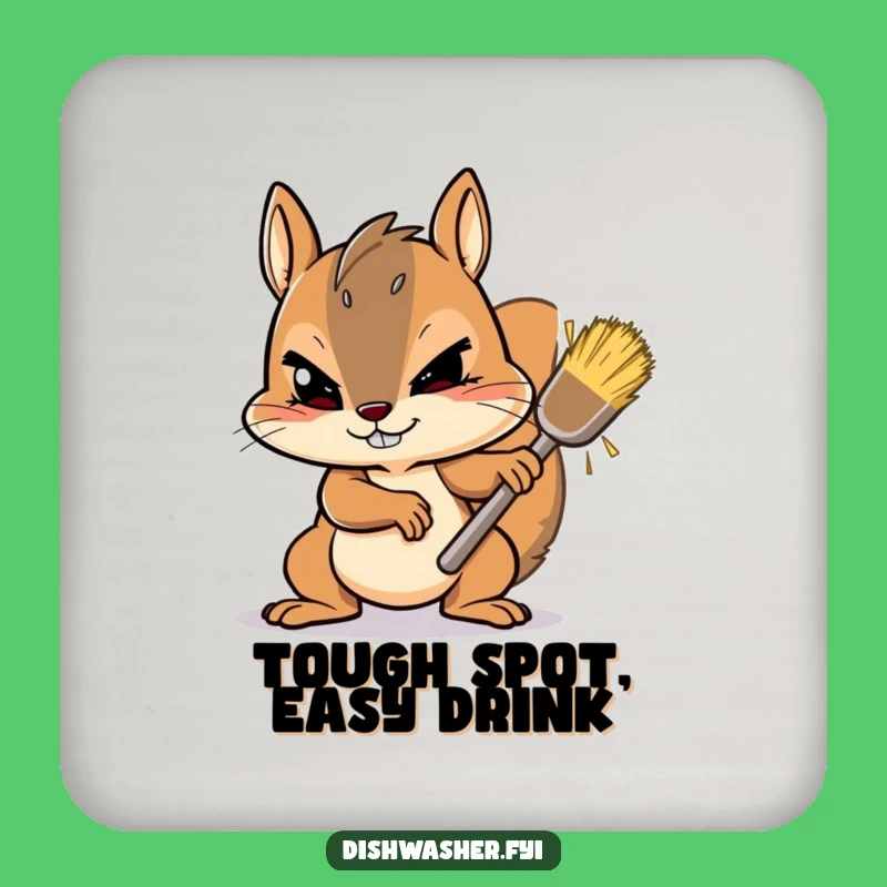 Funny Squirrel Scrubbing Coaster: Protect Surfaces with Grit!
