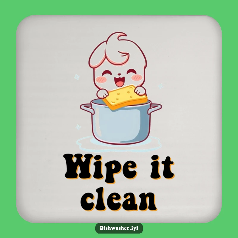 Funny Scrubbing Character Coaster: Protect Furniture with Pot Cleaning Humor, Small Funny Gift