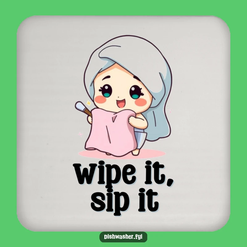 Funny Dish Drying Character Coaster - Cheerful Kitchen Decor Gift