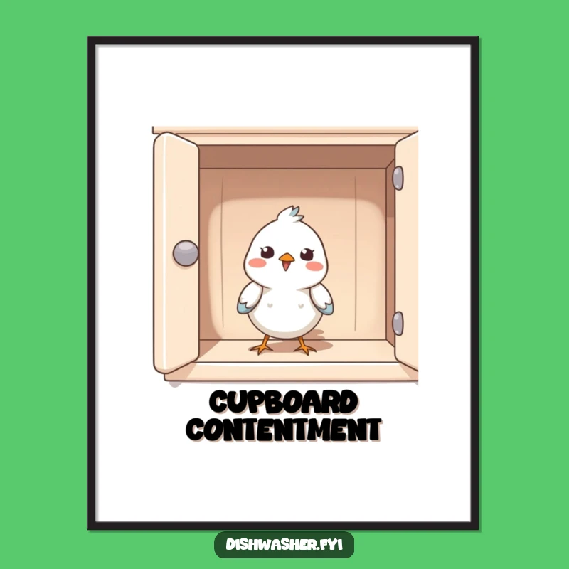 Funny Bird Cupboard Poster: Art of a Happy Avian Peek, A Delightful Funny Gift for Homes
