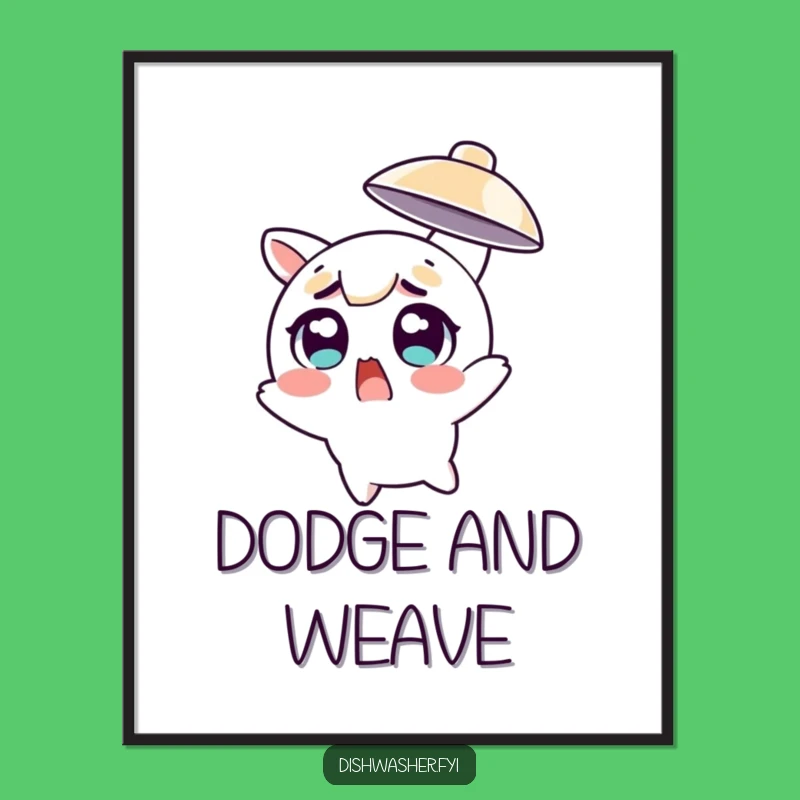 Funny Dodging Dish Poster - Hilarious Reaction Art
