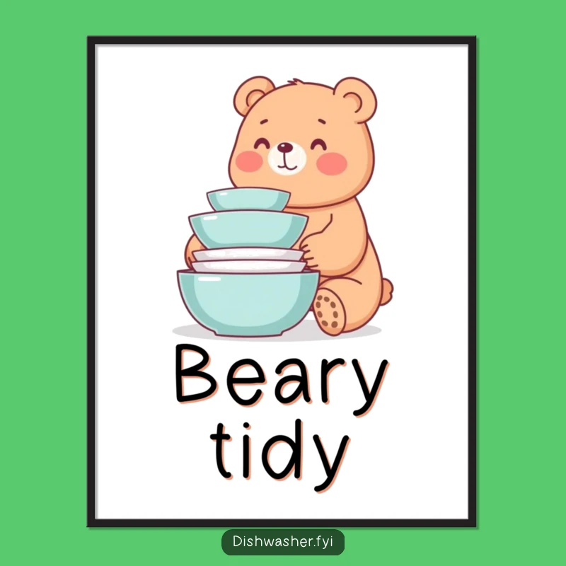 Funny Bear Dishes Poster: Decorate with Joyful Tidiness, A Hilarious Funny Gift