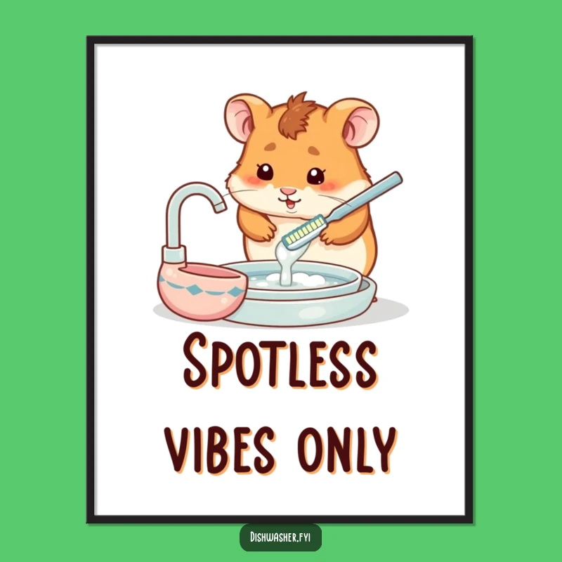 Funny Hamster Toothbrush Poster: Quirky Wall Art for Pet Lovers
