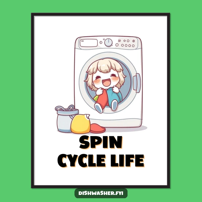 Funny Laundry Day Poster - Spirited Washing Machine Art