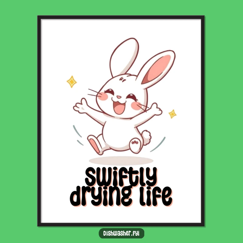 Funny Rabbit Drying Plates Poster: Add Swift Joy to Your Walls!