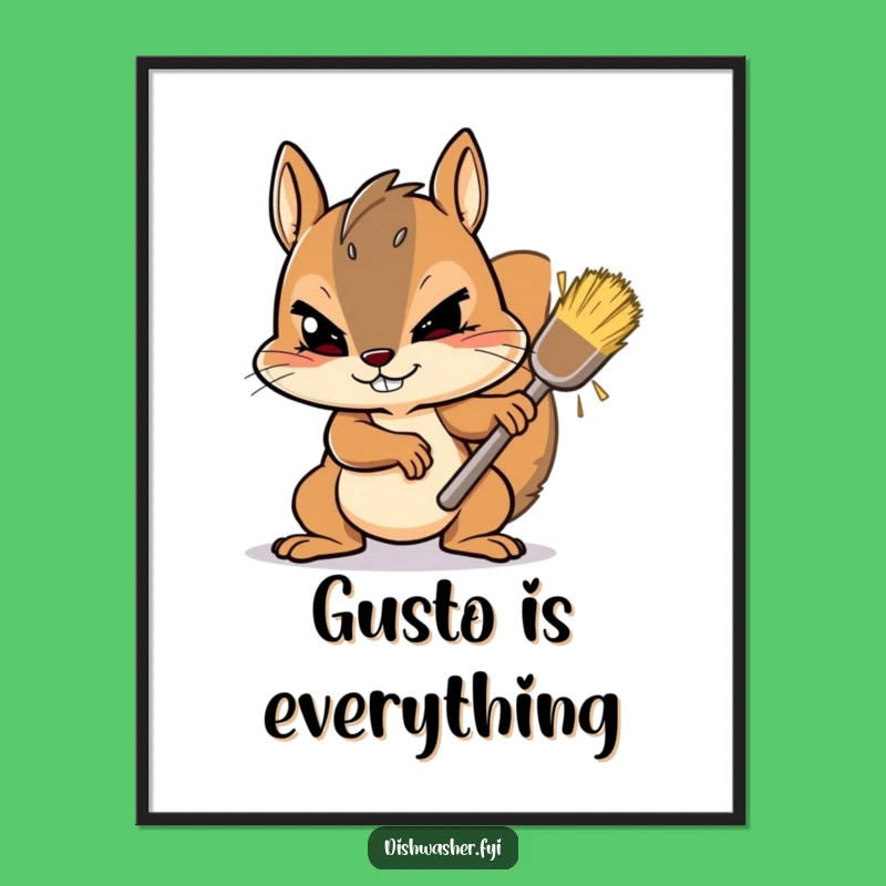 Funny Squirrel Scrubbing Poster: Determined Effort - Inspiring Wall Art!