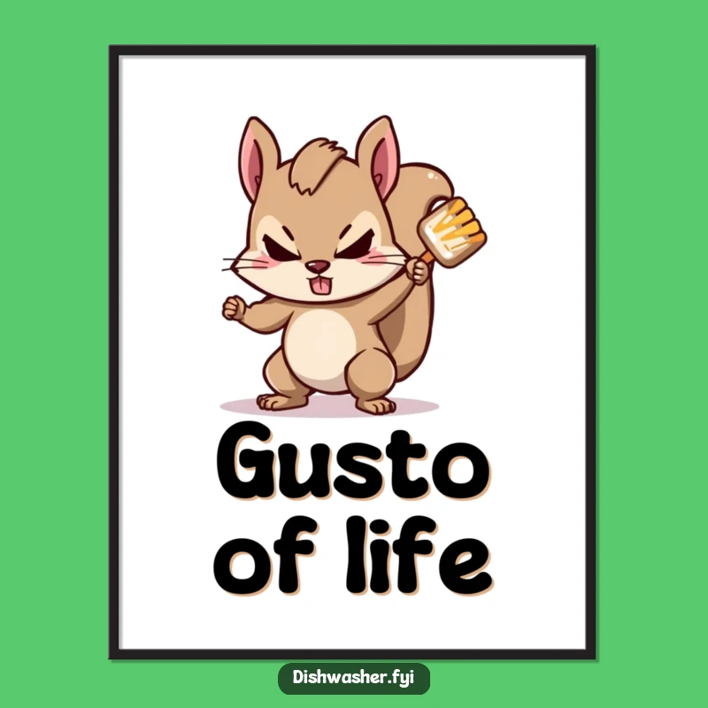 Funny Squirrel Scrubbing Poster: Add Determined Joy to Your Walls!