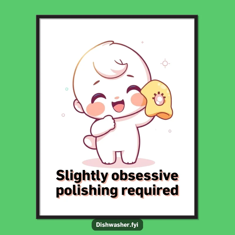 Funny Polishing Poster: Delighted Character Cleaning Glass, Artistic Humorous Gift for Wall Decor