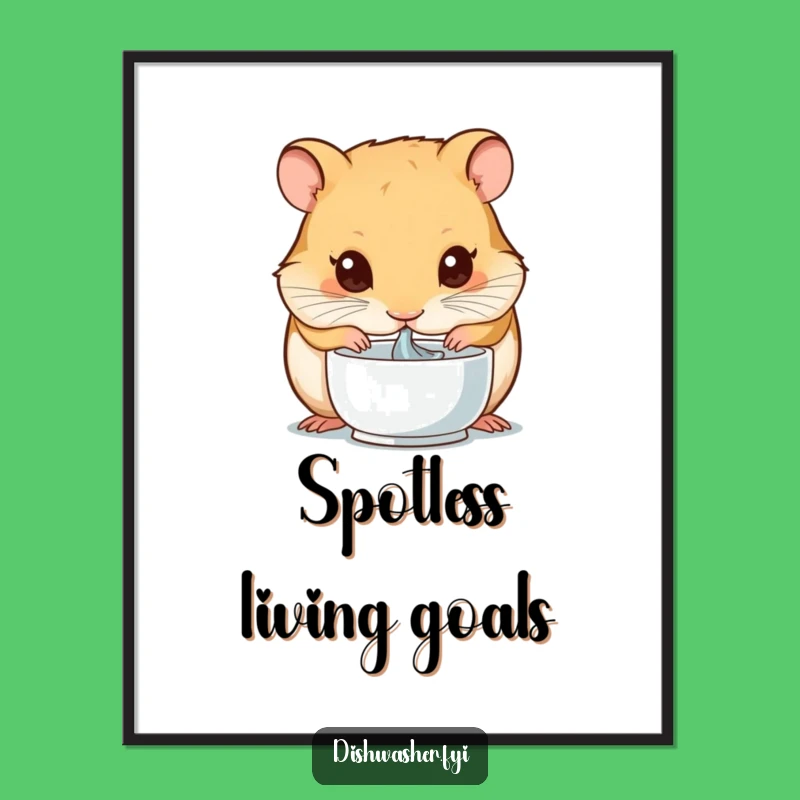 Funny Hamster Cleaning Poster: Framed Art of Intense Rodent Detail, A Hilarious Gift for Tidy Spaces