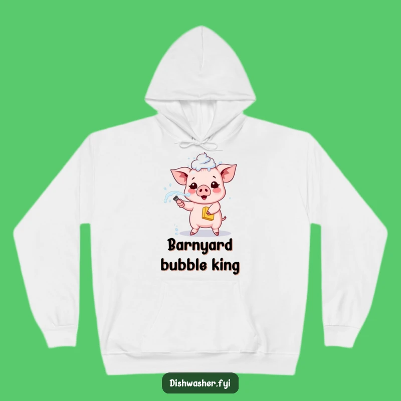 Cozy Funny Piglet Cleaning Hoodie: Warm & Humorous Farm Animal Gift
