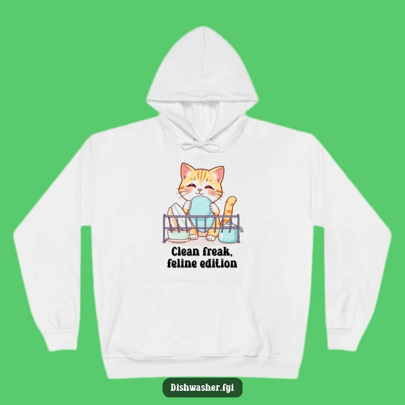 Cozy Funny Cat Dish Helper Hoodie: Warm & Humorous Pet Lover Apparel Gift