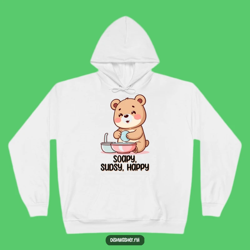 Funny Bear Washing Dishes Hoodie: Cozy Up with Bubbly, Clean Comfort!