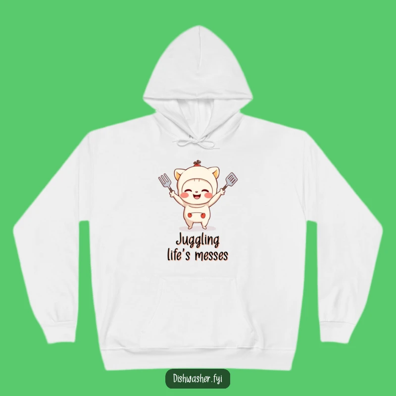 Funny Juggling Utensils Character Hoodie - Cozy Mischief Gift