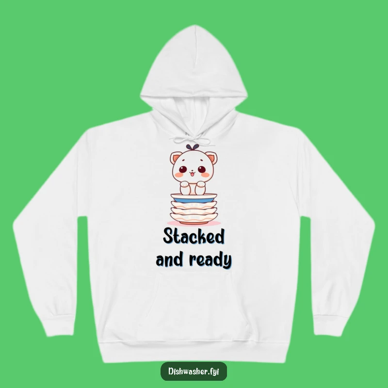 Funny Plate Stacking Character Hoodie: Cozy Organized Humor, Ultimate Funny Gift
