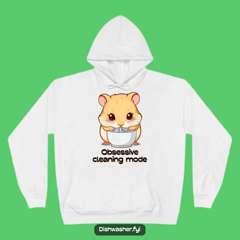 Funny Hamster Cleaning Hoodie: Cozy Up with a Dedicated Rodent's Bowl Drying Habit, Your New Favorite Funny Gift