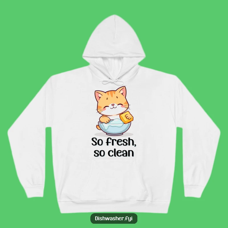 Funny Happy Cat Scrubbing Hoodie, Cozy Cleaning Cat Sweatshirt, Ultimate Cat Lover Funny Gift