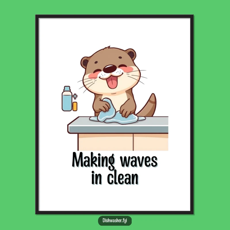 Free Printable Funny Wall Art: Otter Wiping Counter, Hilarious Downloadable Decor