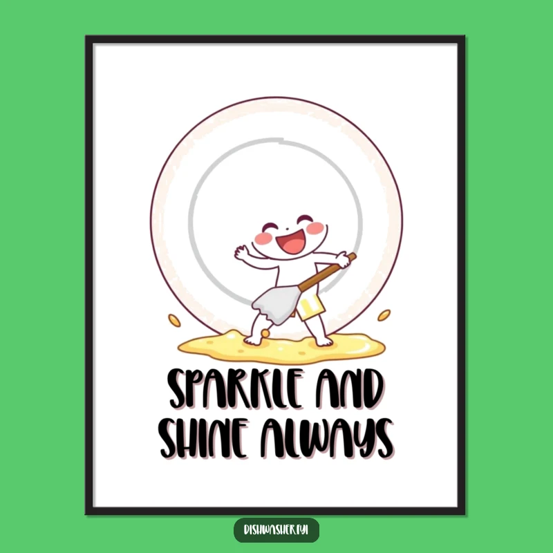 Free Printable Scrubbing Character Wall Art - Funny Downloadable Decor for Kitchen