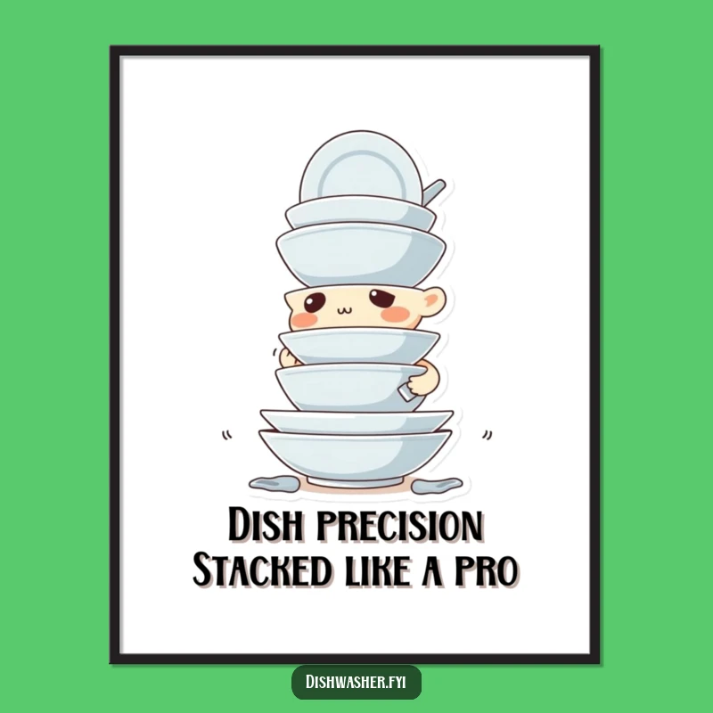 Free Printable Wall Art: Dish Stacking Champ Character, Funny Downloadable Art