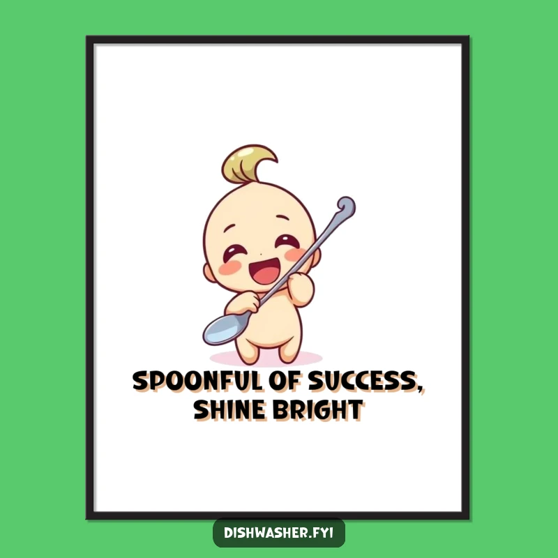 Free Printable Wall Art: Funny Spoon Polishing Character Decor, Hilarious DIY Downloadable Art