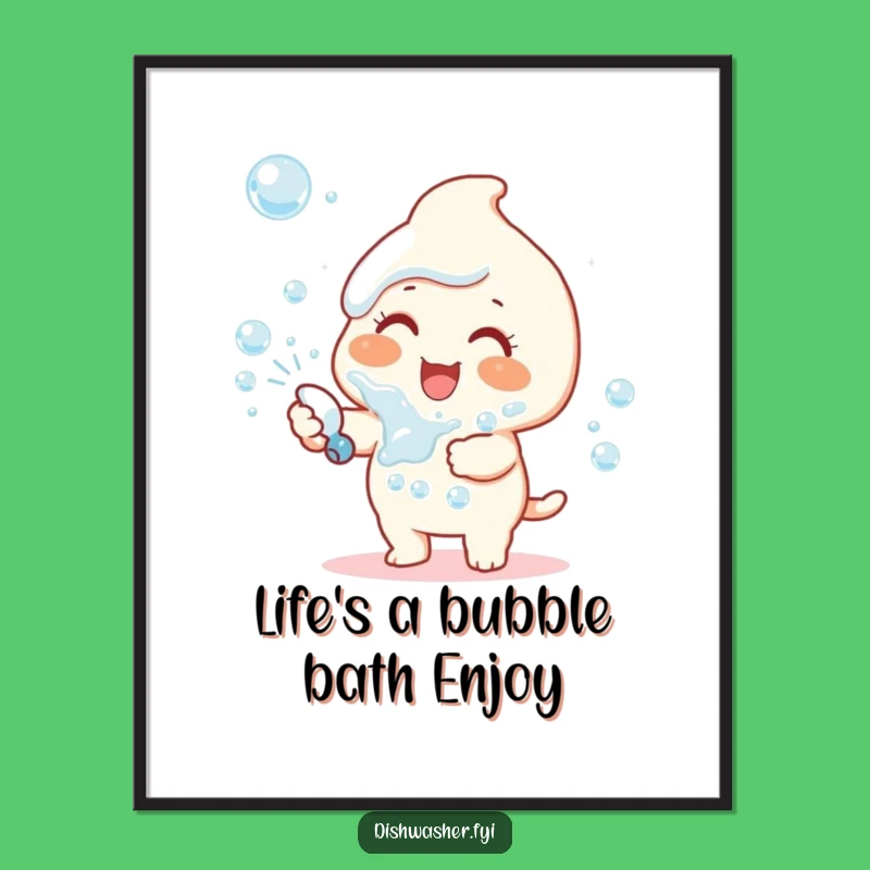 Funny Free Printable Wall Art: Happy Bubble Character, Whimsical Downloadable Decor
