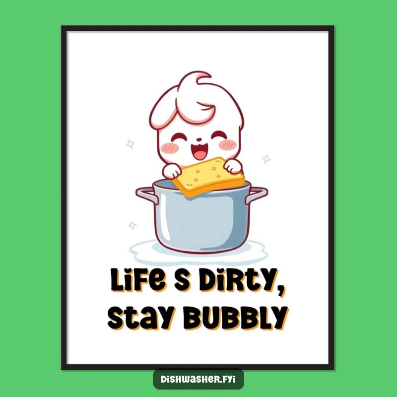 Funny Free Printable Wall Art: Playful Scrubbing Character, Hilarious Home Decor Download