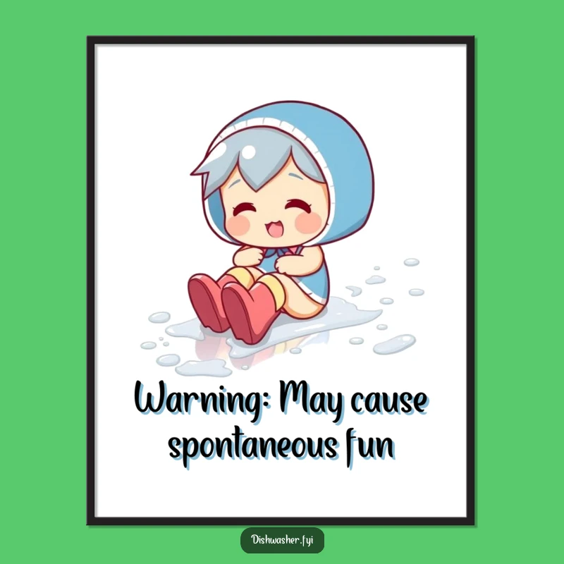 Funny Free Printable Wall Art: Wet Floor Sliding Character, Comical Downloadable Decor