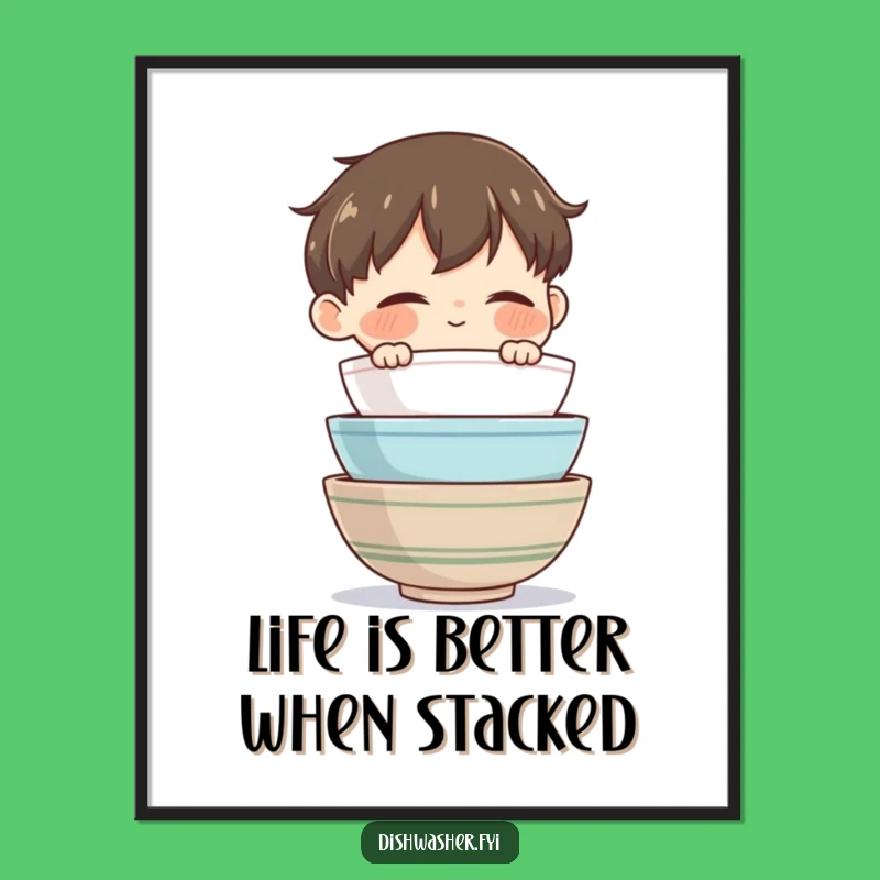 Funny Free Printable Bowl Stacker Wall Art - Satisfying Downloadable Decor Gift