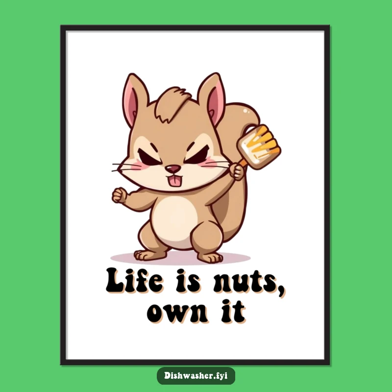 Funny Free Printable Wall Art: Determined Squirrel Downloadable Art Gift