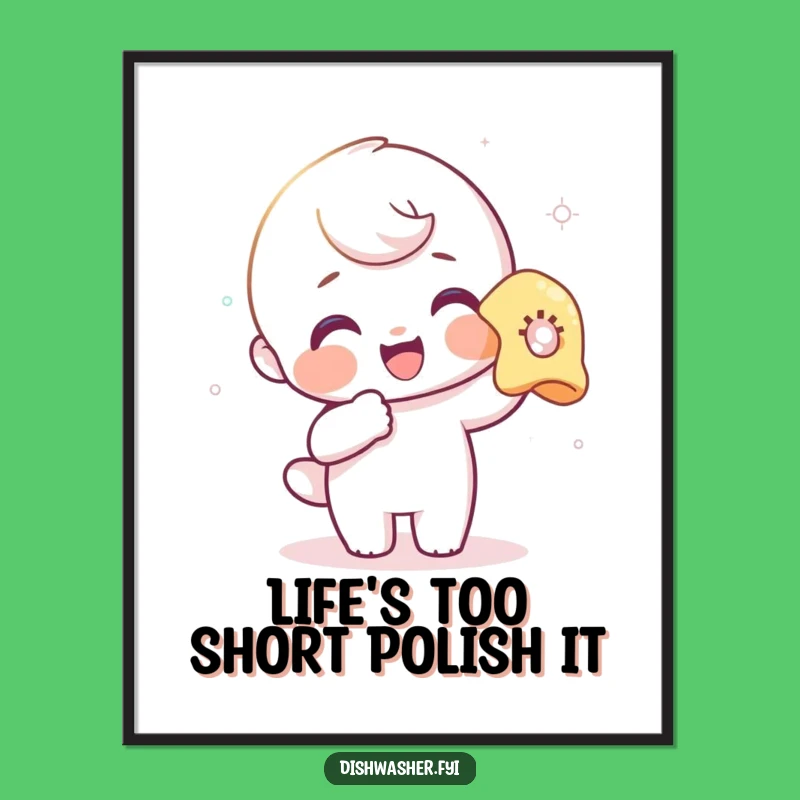 Free Printable Wall Art: Funny Polishing Character for a Clean Laugh