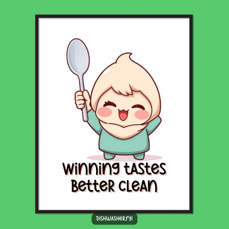 Free Printable Wall Art: Clean Spoon Character, Funny Downloadable Art Gift