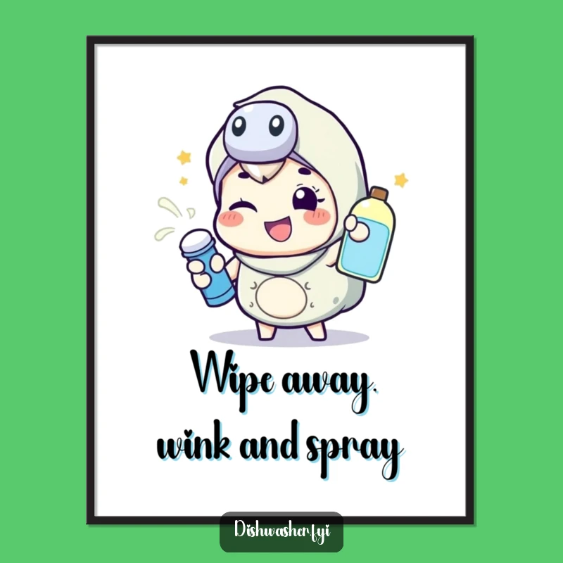 Funny Free Printable Wall Art: Winking Cleaner, Quirky Downloadable Decor for a Fresh Space!
