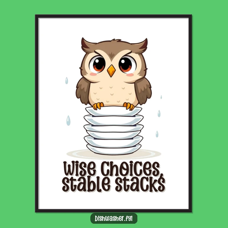 Funny Free Printable Wall Art: Surprised Owl's Wet Plate Stacking Challenge
