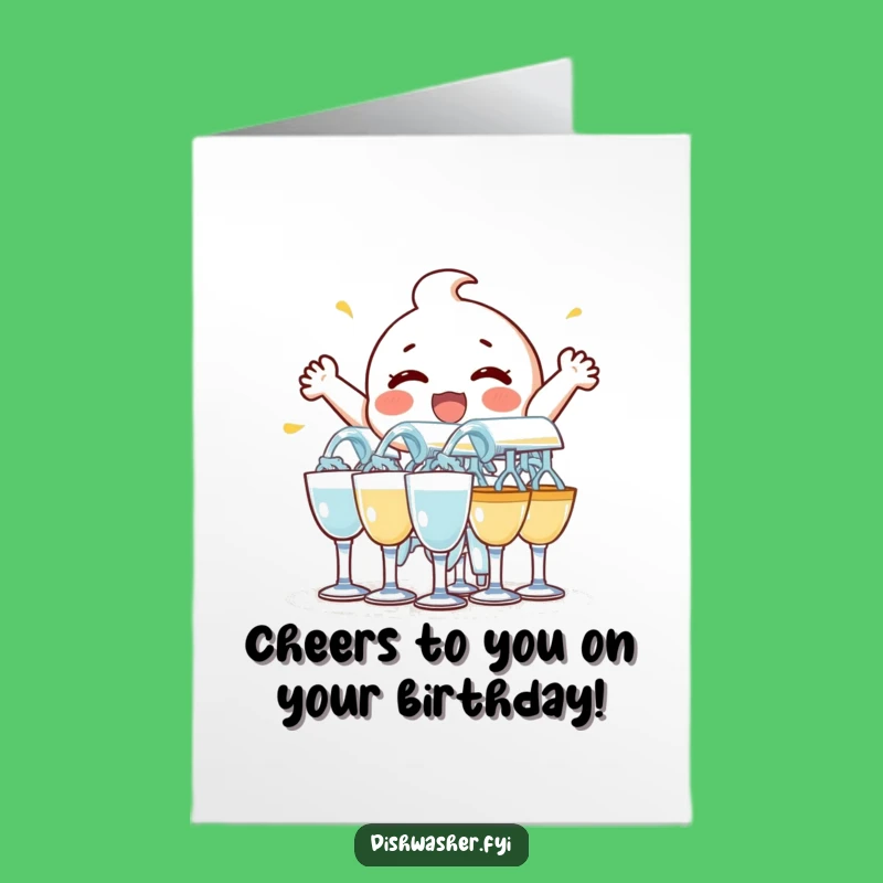 Free Printable Birthday Card: Sparkling Glass Rinsing Character, Funny Downloadable Gift