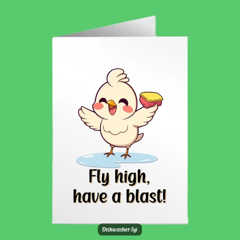 Free Printable Birthday Card: Wiping Bird, Funny Energetic Humor Downloadable Gift