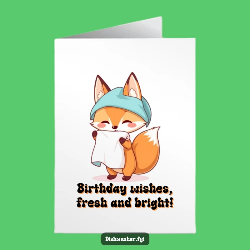 Free Printable Funny Birthday Card: Fox Unfurling Towel, Hilarious DIY Downloadable