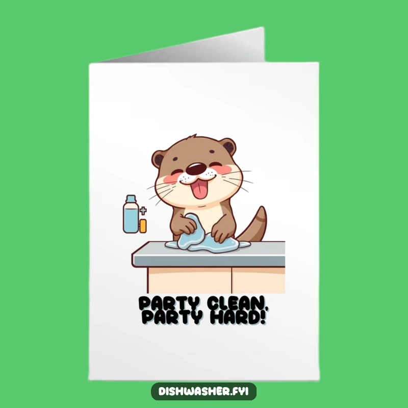 Free Printable Funny Birthday Card: Otter Wiping Counter, Hilarious DIY Downloadable