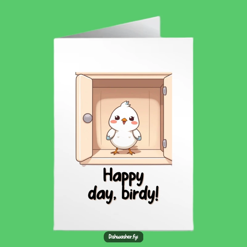 Free Printable Funny Birthday Card: Bird in Cupboard, Hilarious DIY Downloadable