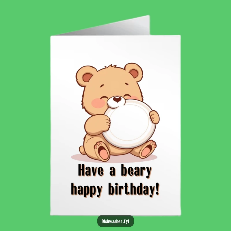 Free Printable Birthday Card: Polishing Bear Cub for a Shining & Funny Celebration