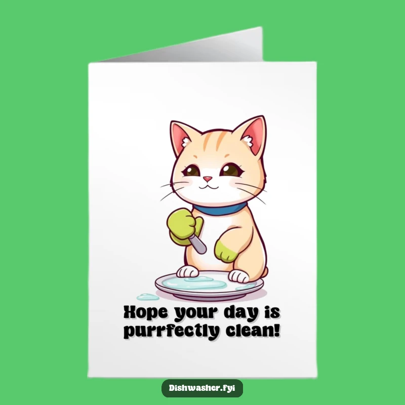 Free Printable Birthday Card: Scrubbing Cat, Funny Clean Humor Downloadable Gift