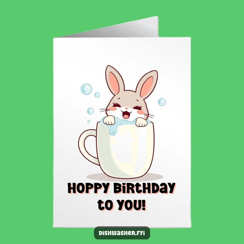 Free Printable Birthday Card: Scrubbing Rabbit for a Clean & Funny Celebration
