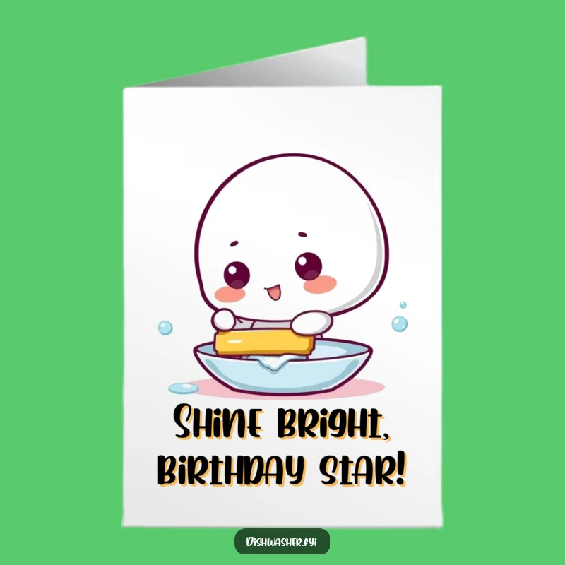 Free Printable Birthday Card: Gleaming Dish Squeegee Fun, Funny Downloadable Gift