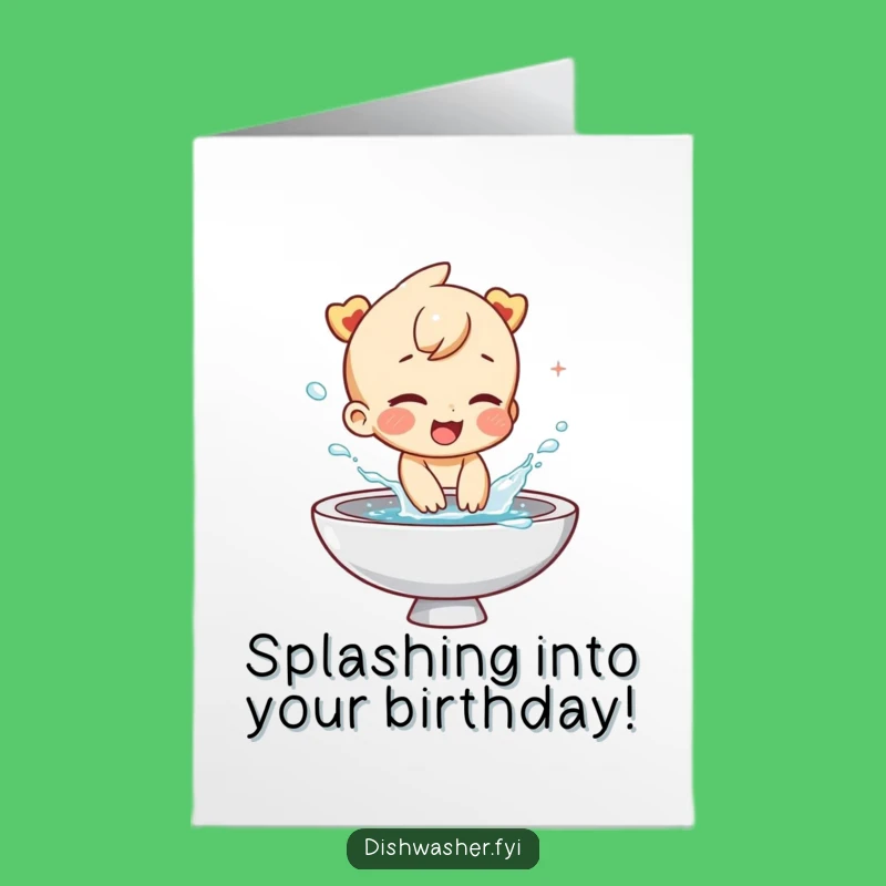 Free Printable Funny Birthday Card: Giggling Splashing Character, Fun Downloadable Gift