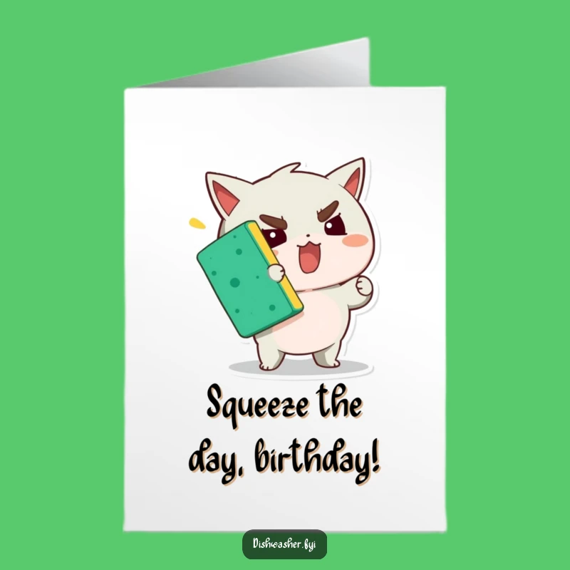 Free Printable Birthday Card: Determined Sponge Squeezer