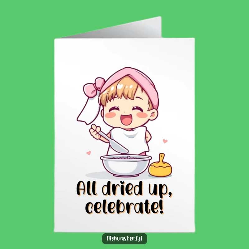 Free Printable Congrats Card: Cheerful Dryer Character, Joyful DIY Downloadable for Success