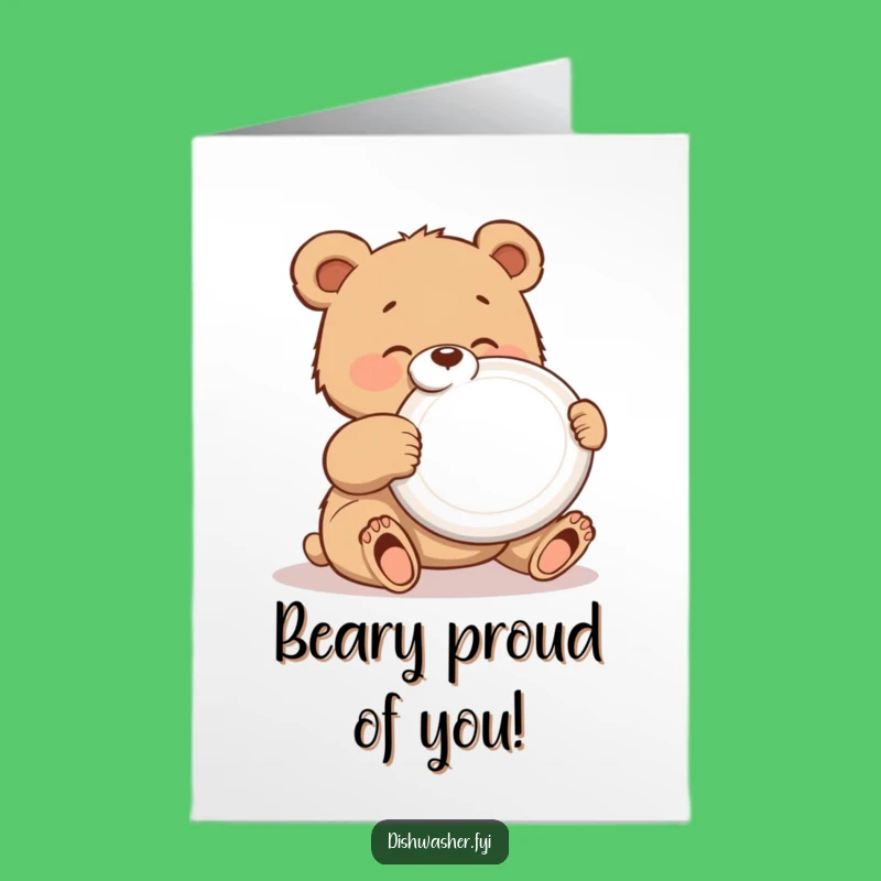Free Printable Congratulations Card: Polishing Bear Cub for Sparkling Success