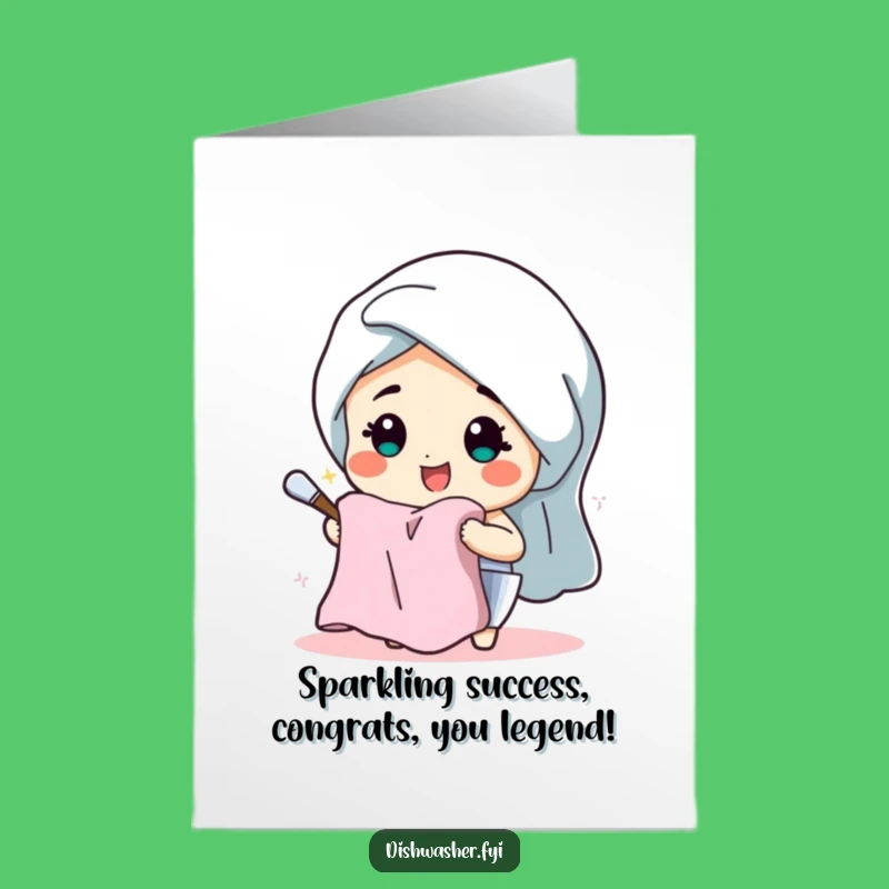 Free Printable Congrats Card: Happy Dishwasher Character, Funny Downloadable Gift