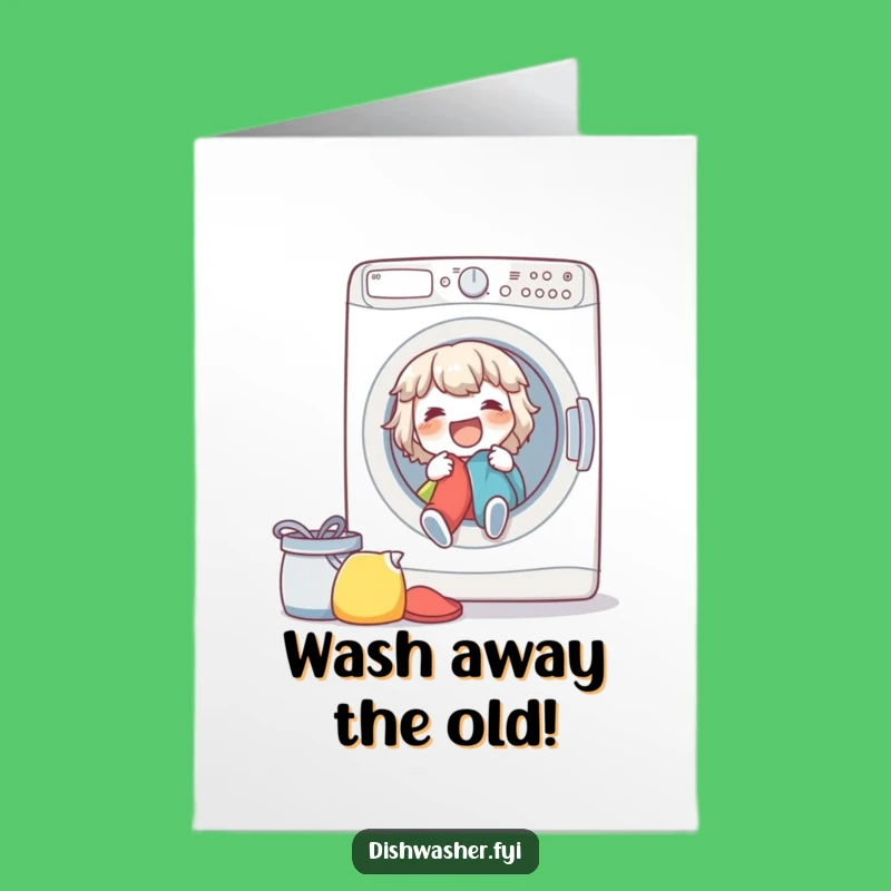 Free Printable Congrats Card: Laundry Character Cleans Up, Funny Downloadable Success!